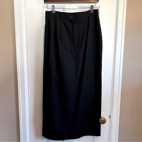 Womens Classic Vtg Isaac Hazan Black Pencil/Straight Skirt 100% Wool Slit Sz 12 - Picture 5 of 8